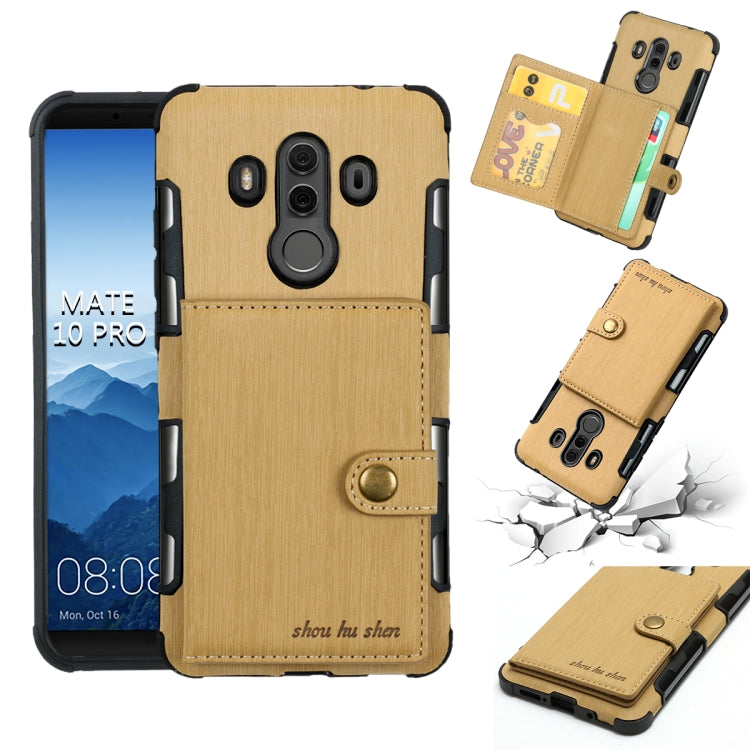 For Huawei Mate 10 Pro Brushed Texture Shockproof PU + TPU Case, with Card Slots & Wallet & Photo Frame