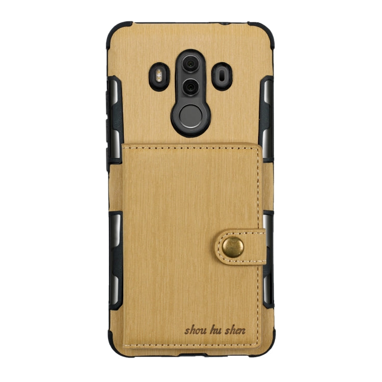 For Huawei Mate 10 Pro Brushed Texture Shockproof PU + TPU Case, with Card Slots & Wallet & Photo Frame