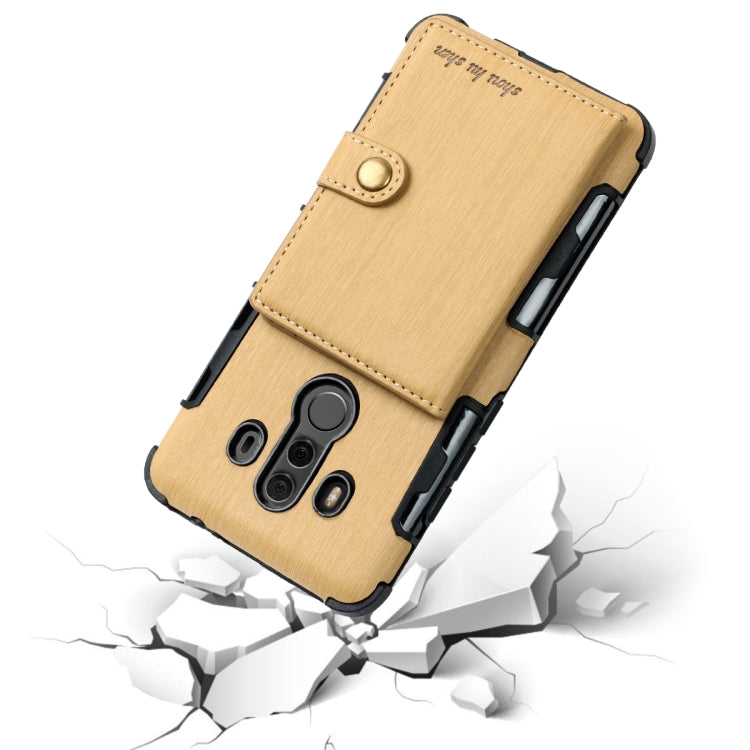 For Huawei Mate 10 Pro Brushed Texture Shockproof PU + TPU Case, with Card Slots & Wallet & Photo Frame
