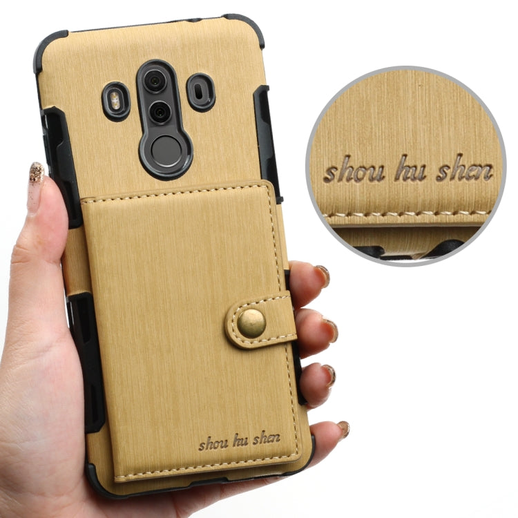 For Huawei Mate 10 Pro Brushed Texture Shockproof PU + TPU Case, with Card Slots & Wallet & Photo Frame