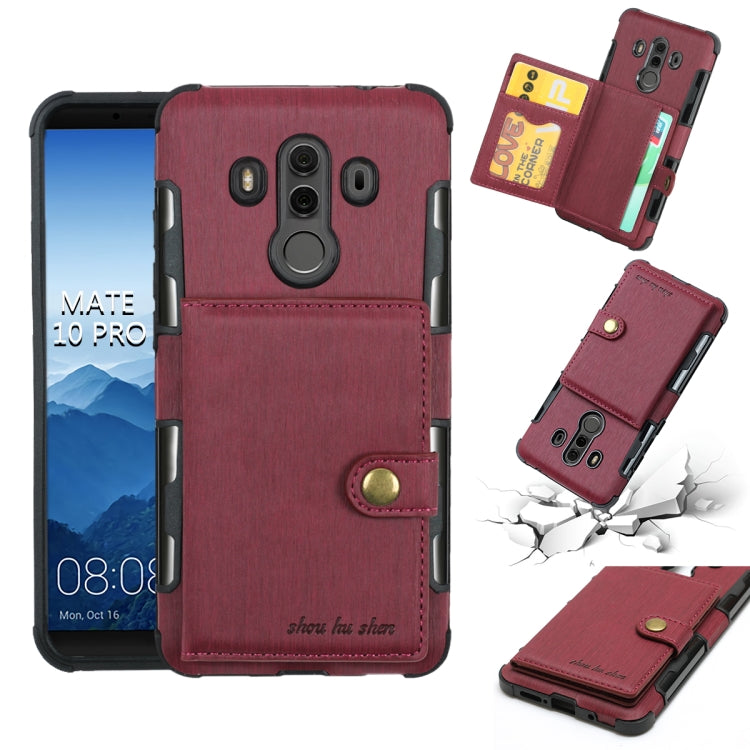 For Huawei Mate 10 Pro Brushed Texture Shockproof PU + TPU Case, with Card Slots & Wallet & Photo Frame