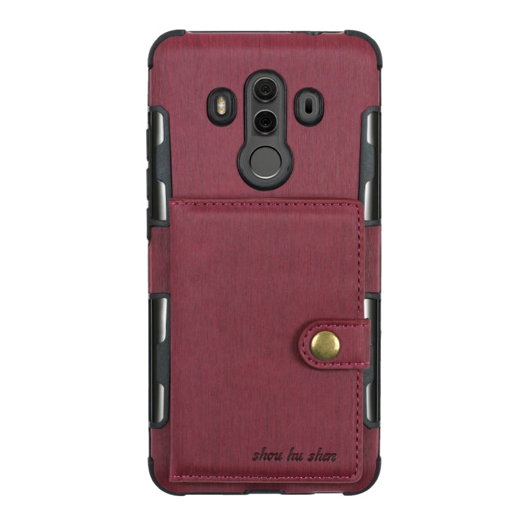 For Huawei Mate 10 Pro Brushed Texture Shockproof PU + TPU Case, with Card Slots & Wallet & Photo Frame