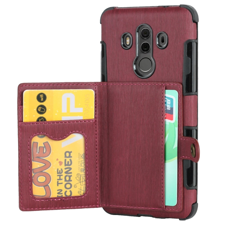 For Huawei Mate 10 Pro Brushed Texture Shockproof PU + TPU Case, with Card Slots & Wallet & Photo Frame