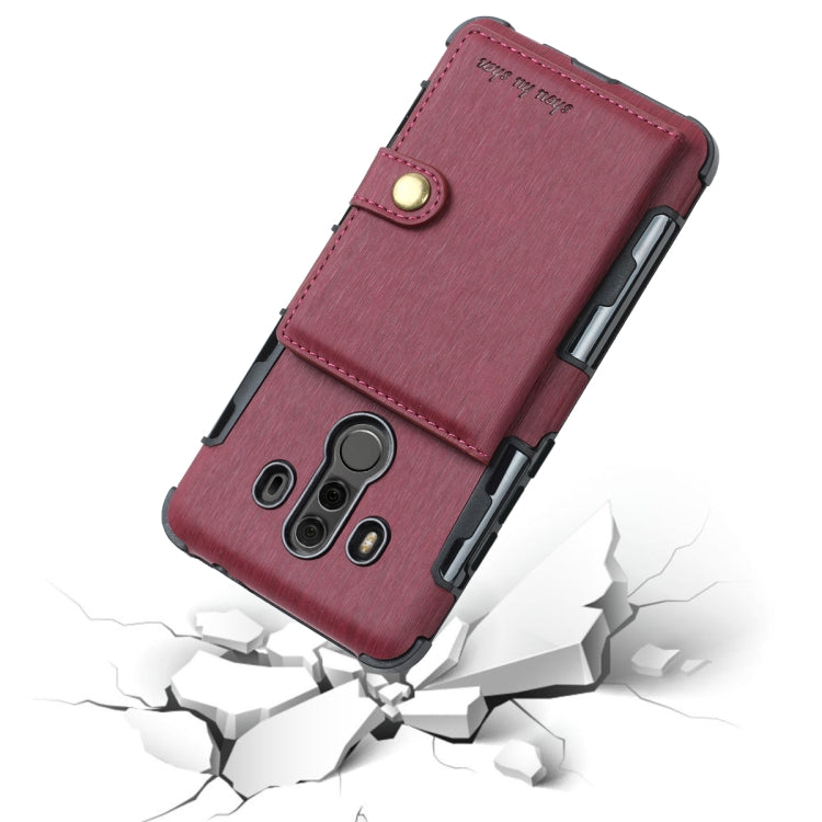 For Huawei Mate 10 Pro Brushed Texture Shockproof PU + TPU Case, with Card Slots & Wallet & Photo Frame