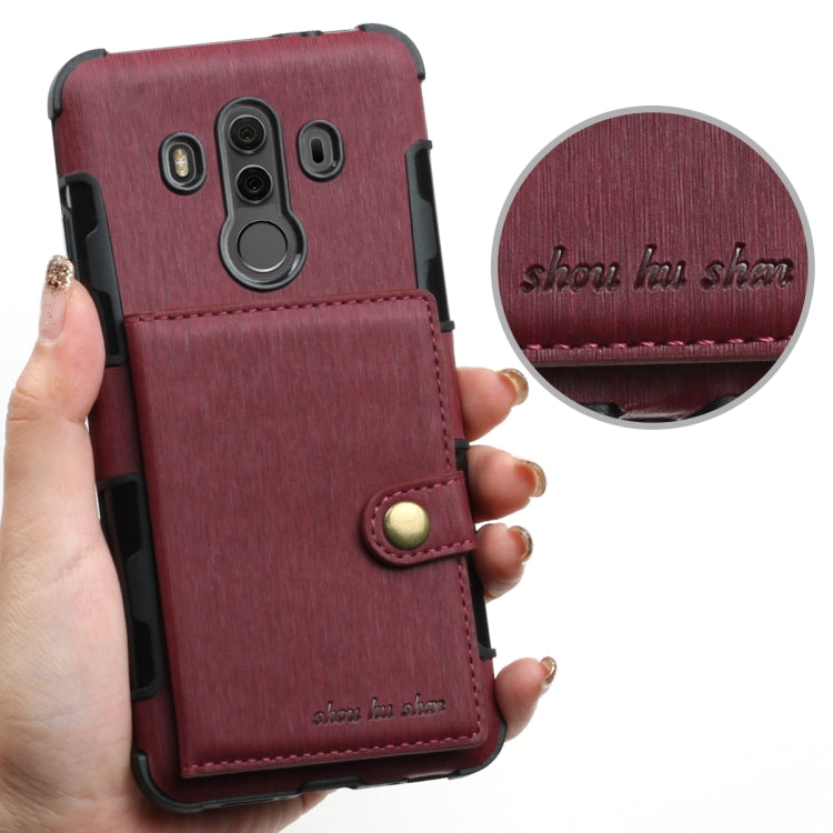 For Huawei Mate 10 Pro Brushed Texture Shockproof PU + TPU Case, with Card Slots & Wallet & Photo Frame