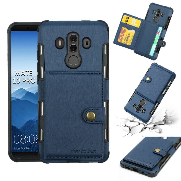 For Huawei Mate 10 Pro Brushed Texture Shockproof PU + TPU Case, with Card Slots & Wallet & Photo Frame
