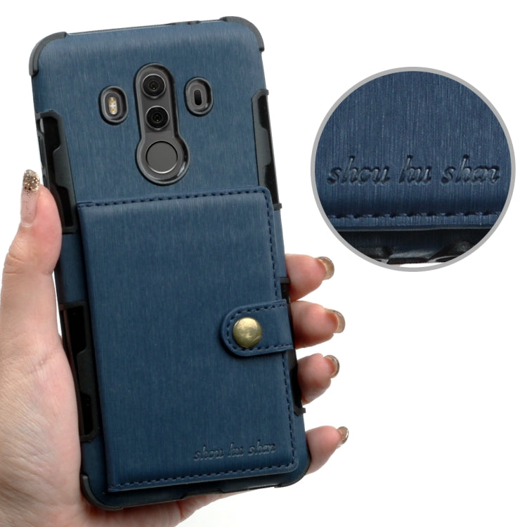For Huawei Mate 10 Pro Brushed Texture Shockproof PU + TPU Case, with Card Slots & Wallet & Photo Frame
