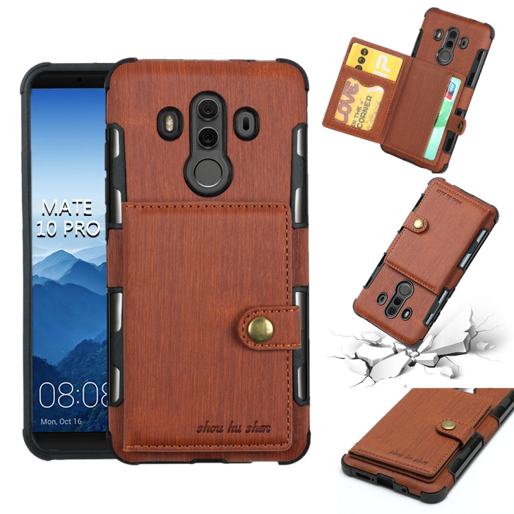 For Huawei Mate 10 Pro Brushed Texture Shockproof PU + TPU Case, with Card Slots & Wallet & Photo Frame