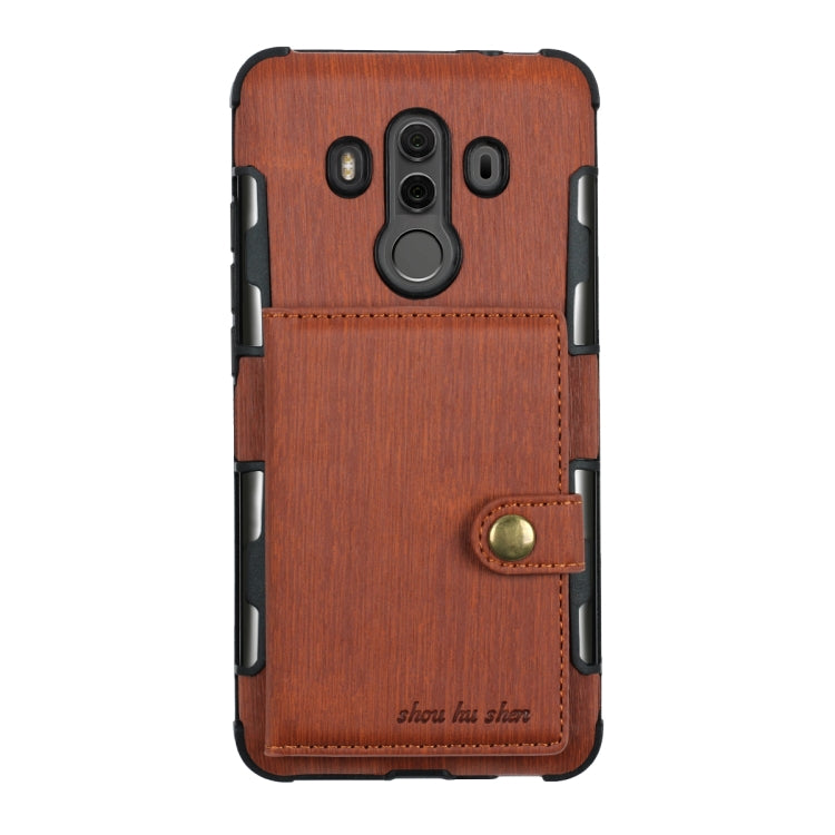 For Huawei Mate 10 Pro Brushed Texture Shockproof PU + TPU Case, with Card Slots & Wallet & Photo Frame