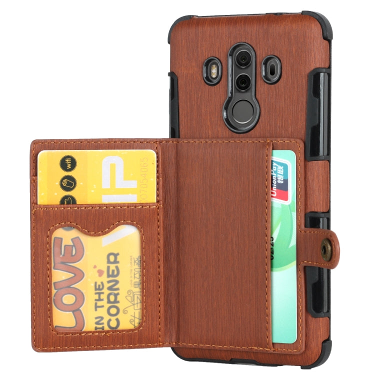 For Huawei Mate 10 Pro Brushed Texture Shockproof PU + TPU Case, with Card Slots & Wallet & Photo Frame