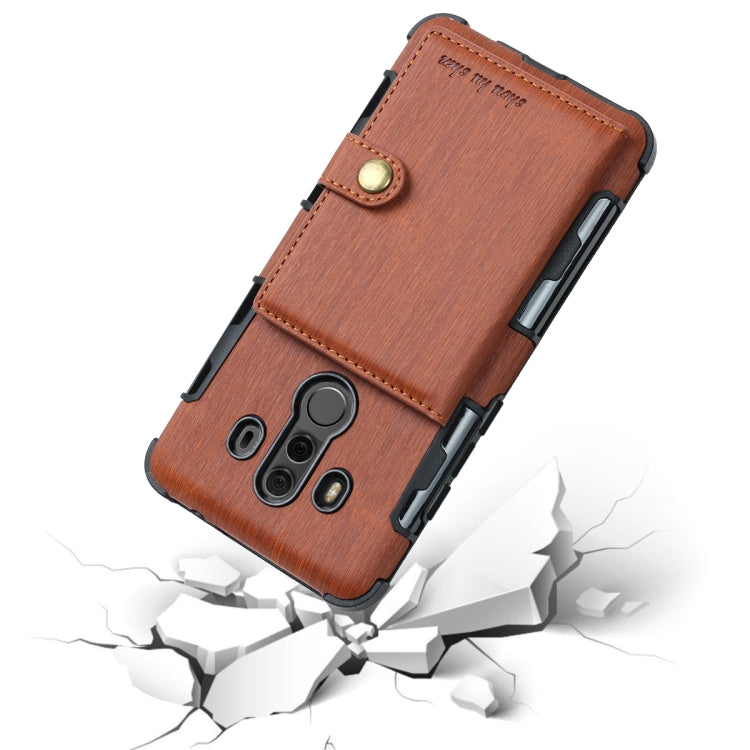For Huawei Mate 10 Pro Brushed Texture Shockproof PU + TPU Case, with Card Slots & Wallet & Photo Frame