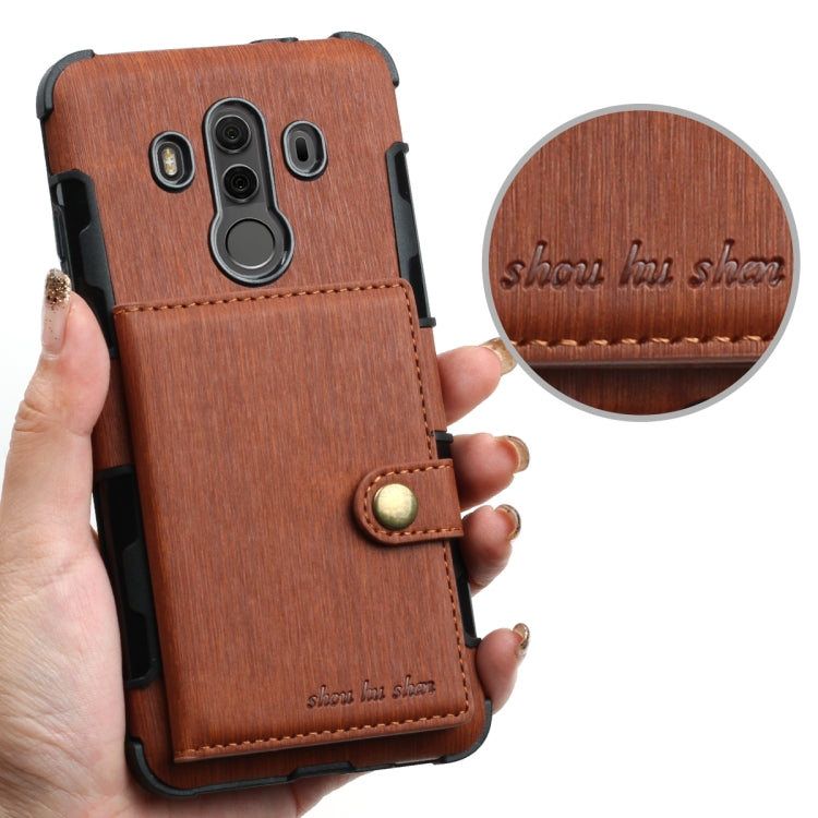 For Huawei Mate 10 Pro Brushed Texture Shockproof PU + TPU Case, with Card Slots & Wallet & Photo Frame