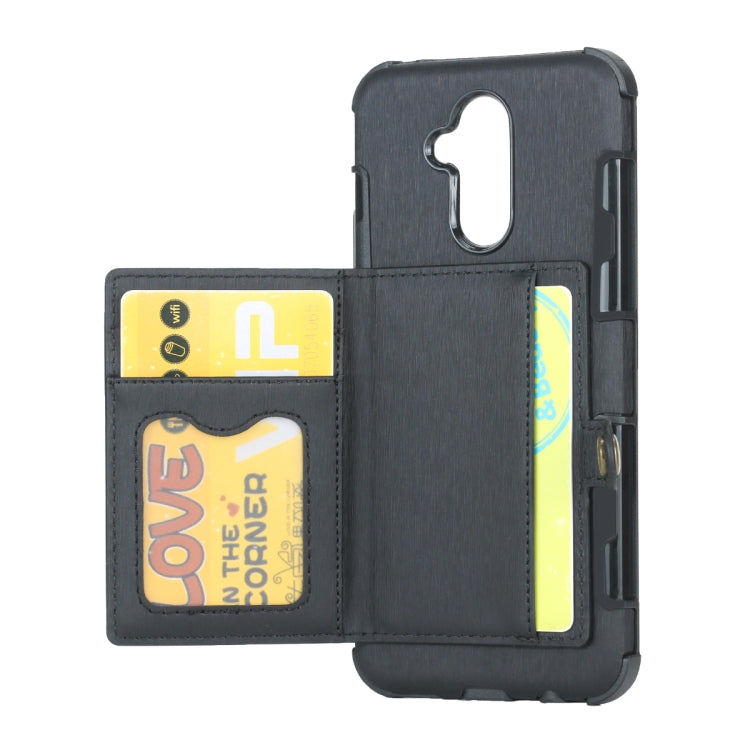 For Huawei Mate 20 Lite Brushed Texture Shockproof PU + TPU Case, with Card Slots & Wallet & Photo Frame