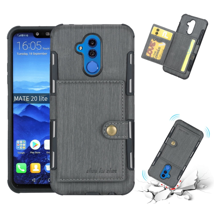 For Huawei Mate 20 Lite Brushed Texture Shockproof PU + TPU Case, with Card Slots & Wallet & Photo Frame