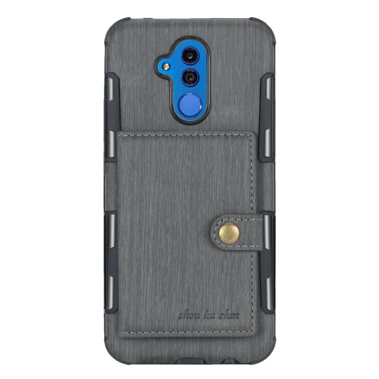 For Huawei Mate 20 Lite Brushed Texture Shockproof PU + TPU Case, with Card Slots & Wallet & Photo Frame