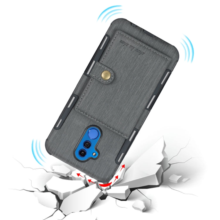 For Huawei Mate 20 Lite Brushed Texture Shockproof PU + TPU Case, with Card Slots & Wallet & Photo Frame