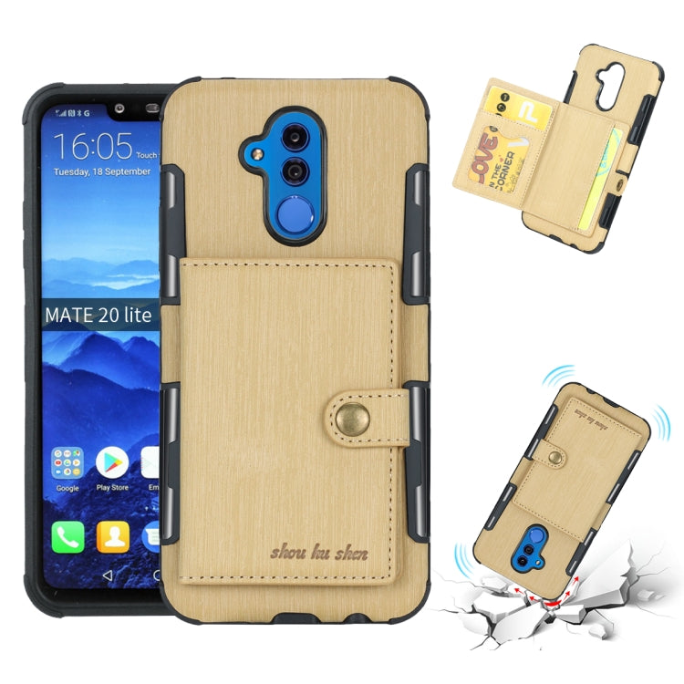 For Huawei Mate 20 Lite Brushed Texture Shockproof PU + TPU Case, with Card Slots & Wallet & Photo Frame
