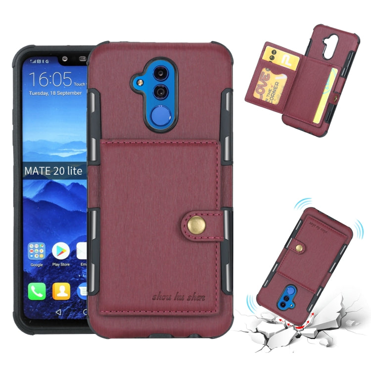 For Huawei Mate 20 Lite Brushed Texture Shockproof PU + TPU Case, with Card Slots & Wallet & Photo Frame