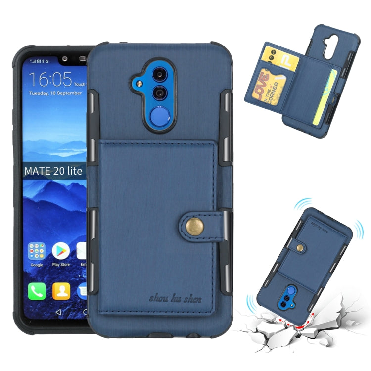 For Huawei Mate 20 Lite Brushed Texture Shockproof PU + TPU Case, with Card Slots & Wallet & Photo Frame