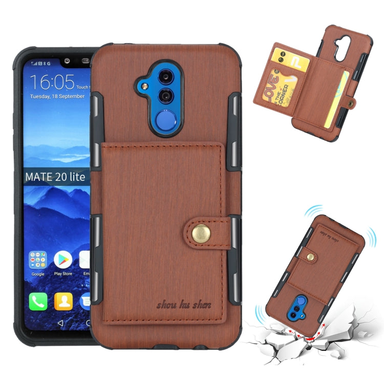 For Huawei Mate 20 Lite Brushed Texture Shockproof PU + TPU Case, with Card Slots & Wallet & Photo Frame