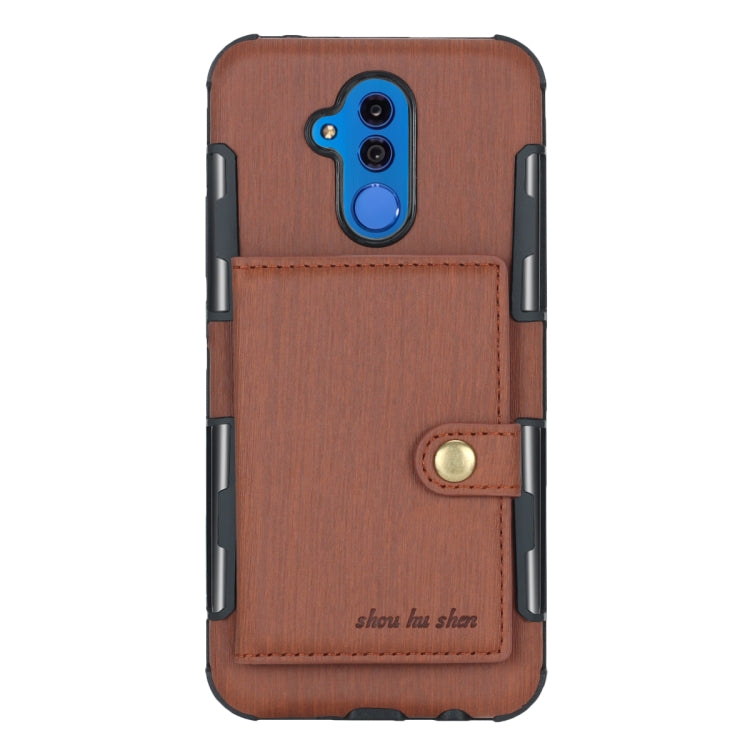 For Huawei Mate 20 Lite Brushed Texture Shockproof PU + TPU Case, with Card Slots & Wallet & Photo Frame
