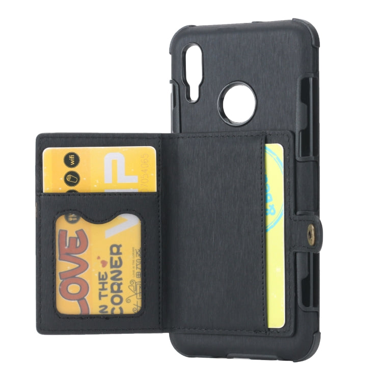 For Huawei P Smart (2019) Brushed Texture Shockproof PU + TPU Case, with Card Slots & Wallet & Photo Frame