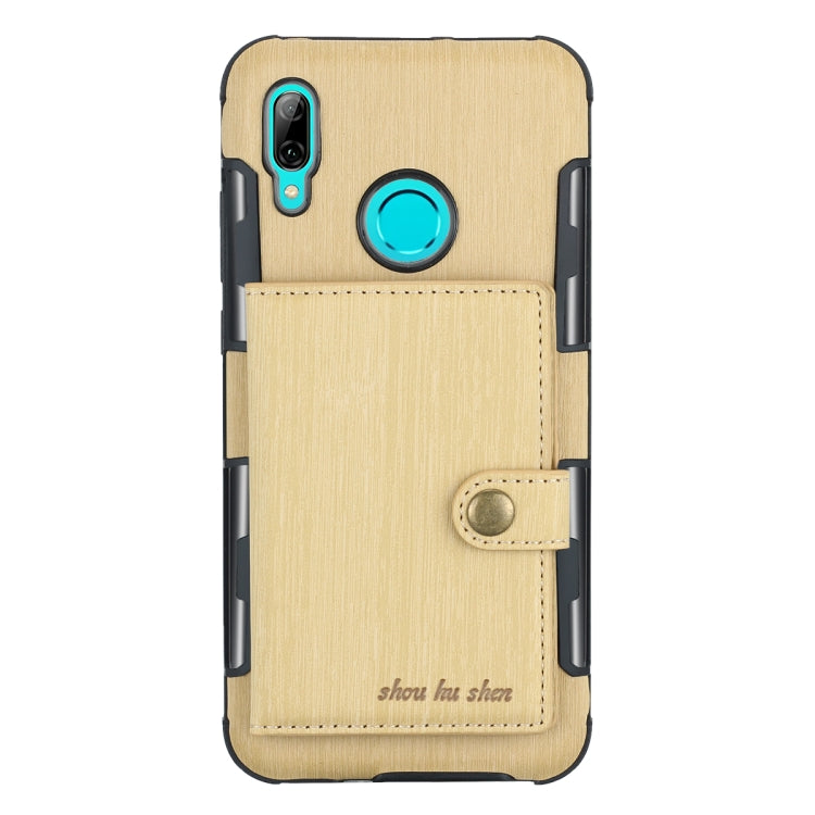 For Huawei P Smart (2019) Brushed Texture Shockproof PU + TPU Case, with Card Slots & Wallet & Photo Frame