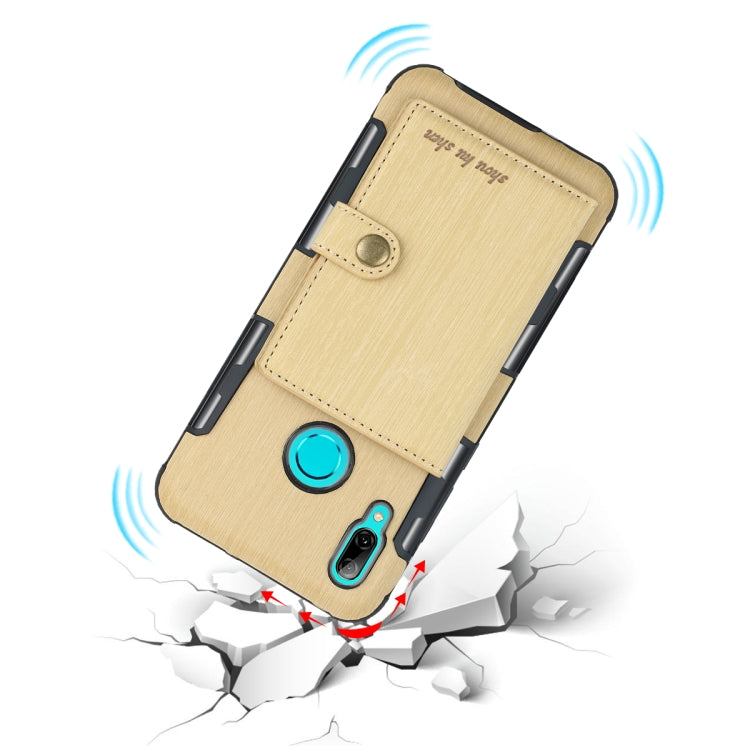 For Huawei P Smart (2019) Brushed Texture Shockproof PU + TPU Case, with Card Slots & Wallet & Photo Frame