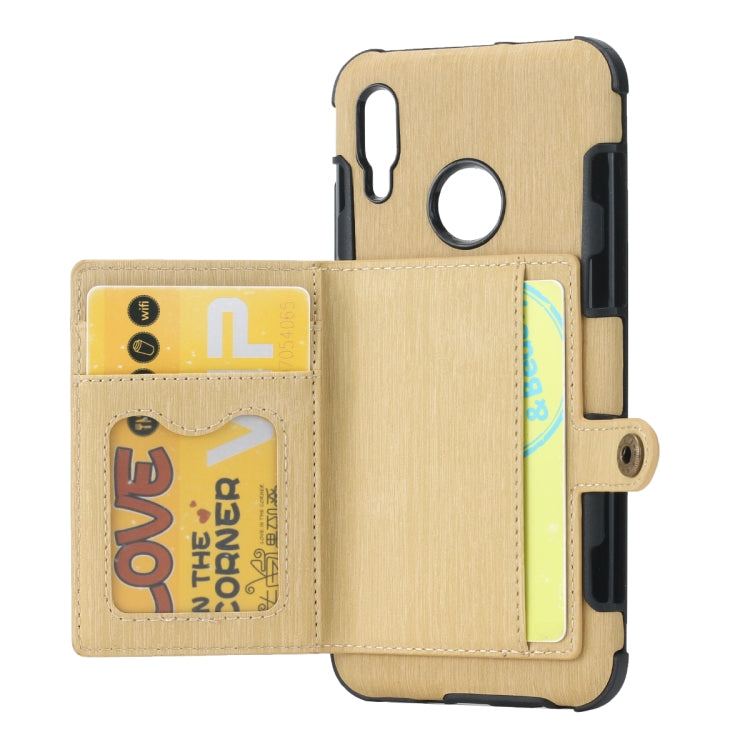 For Huawei P Smart (2019) Brushed Texture Shockproof PU + TPU Case, with Card Slots & Wallet & Photo Frame