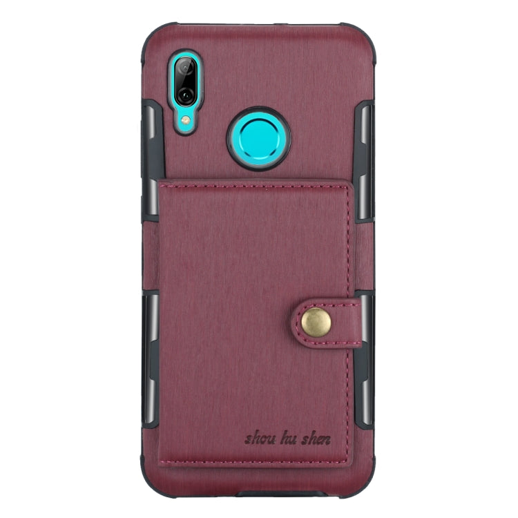 For Huawei P Smart (2019) Brushed Texture Shockproof PU + TPU Case, with Card Slots & Wallet & Photo Frame