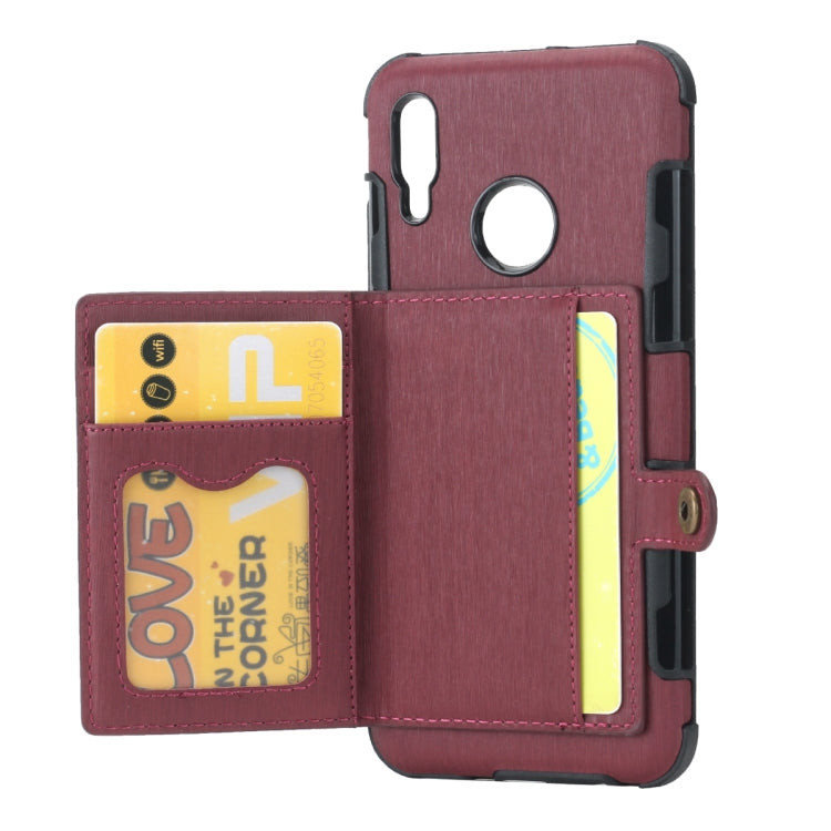 For Huawei P Smart (2019) Brushed Texture Shockproof PU + TPU Case, with Card Slots & Wallet & Photo Frame