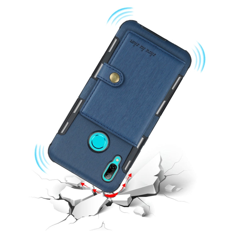 For Huawei P Smart (2019) Brushed Texture Shockproof PU + TPU Case, with Card Slots & Wallet & Photo Frame