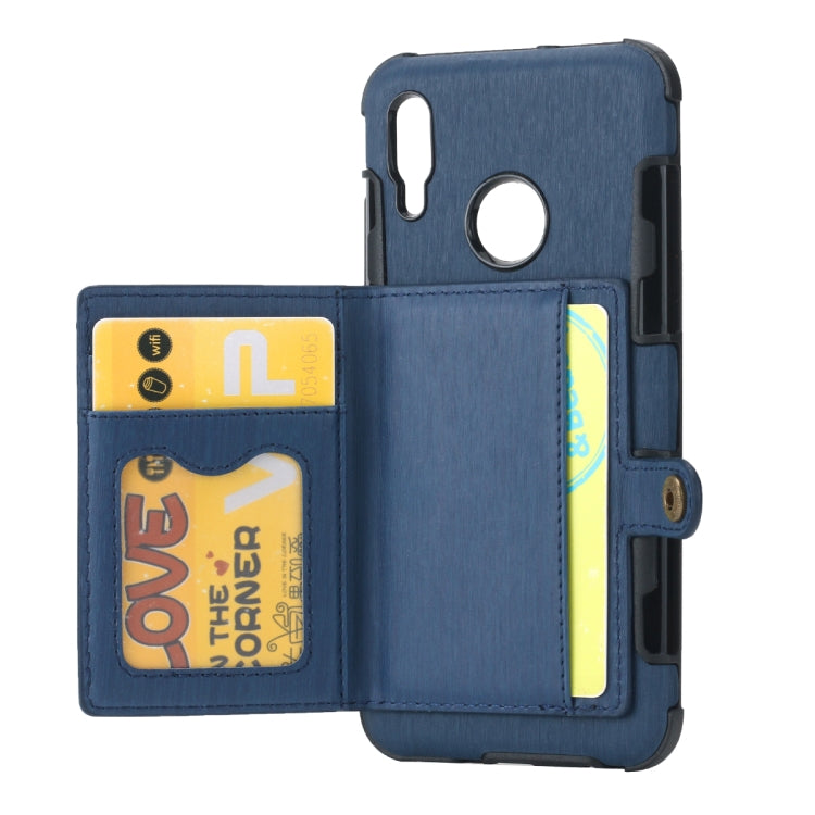 For Huawei P Smart (2019) Brushed Texture Shockproof PU + TPU Case, with Card Slots & Wallet & Photo Frame