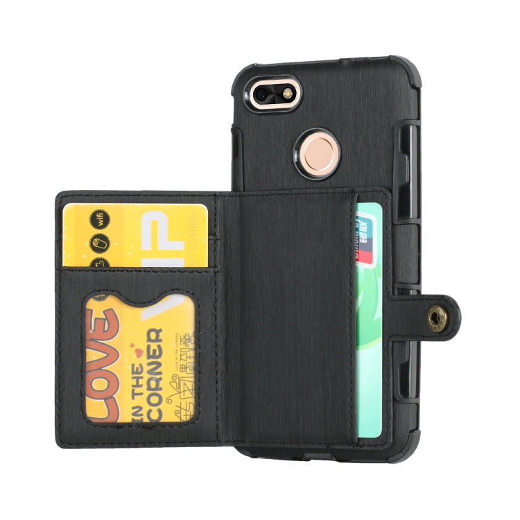 For Huawei P9 Lite mini Brushed Texture Shockproof PU + TPU Case, with Card Slots & Wallet & Photo Frame