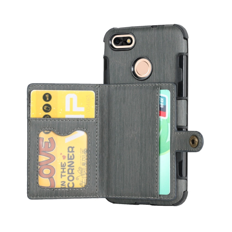 For Huawei P9 Lite mini Brushed Texture Shockproof PU + TPU Case, with Card Slots & Wallet & Photo Frame