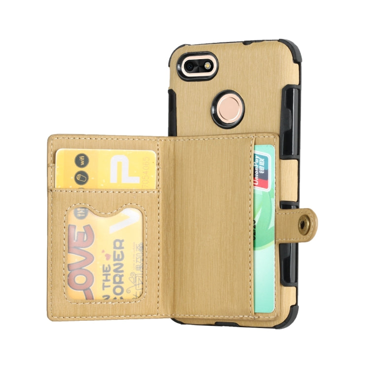 For Huawei P9 Lite mini Brushed Texture Shockproof PU + TPU Case, with Card Slots & Wallet & Photo Frame