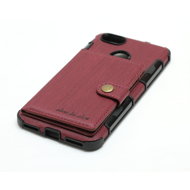 For Huawei P9 Lite mini Brushed Texture Shockproof PU + TPU Case, with Card Slots & Wallet & Photo Frame