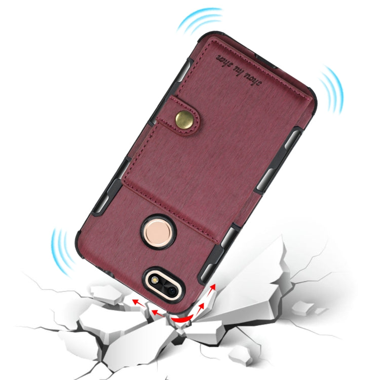 For Huawei P9 Lite mini Brushed Texture Shockproof PU + TPU Case, with Card Slots & Wallet & Photo Frame