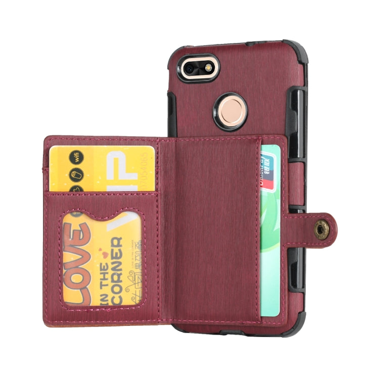 For Huawei P9 Lite mini Brushed Texture Shockproof PU + TPU Case, with Card Slots & Wallet & Photo Frame