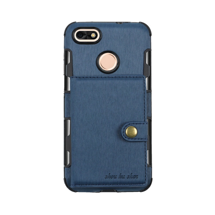 For Huawei P9 Lite mini Brushed Texture Shockproof PU + TPU Case, with Card Slots & Wallet & Photo Frame