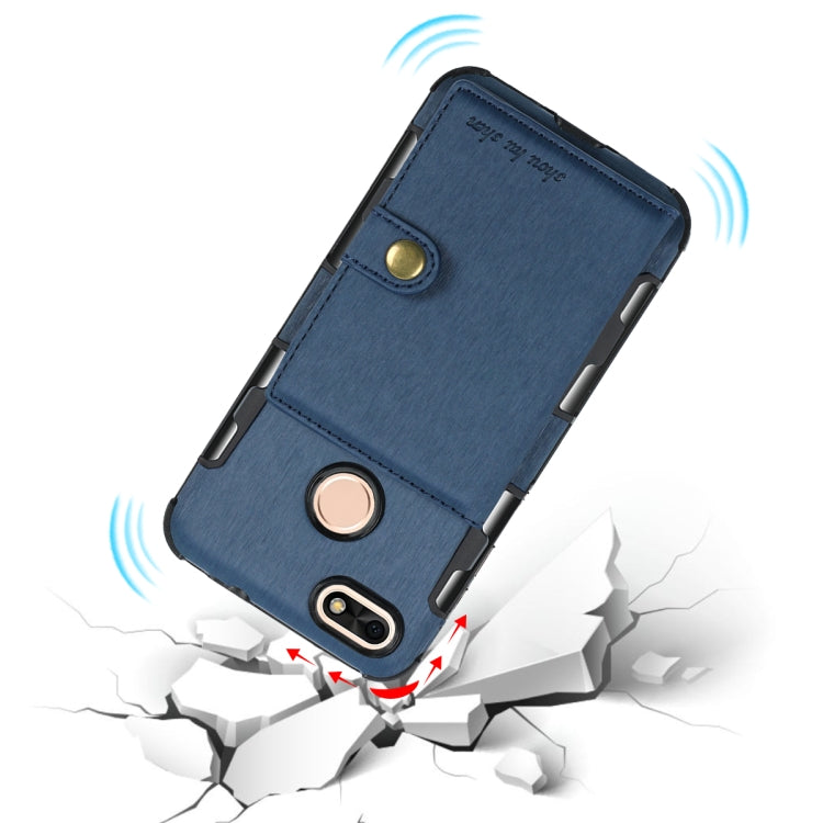 For Huawei P9 Lite mini Brushed Texture Shockproof PU + TPU Case, with Card Slots & Wallet & Photo Frame