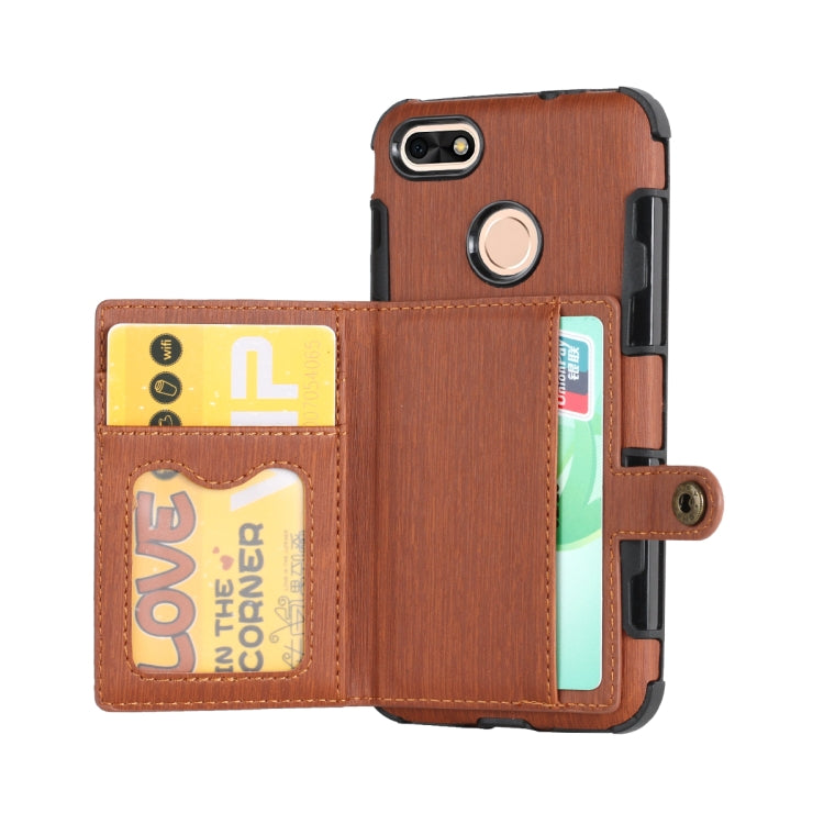 For Huawei P9 Lite mini Brushed Texture Shockproof PU + TPU Case, with Card Slots & Wallet & Photo Frame
