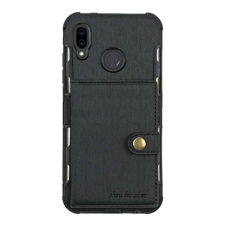 For Huawei P20 Lite Brushed Texture Shockproof PU + TPU Case, with Card Slots & Wallet & Photo Frame
