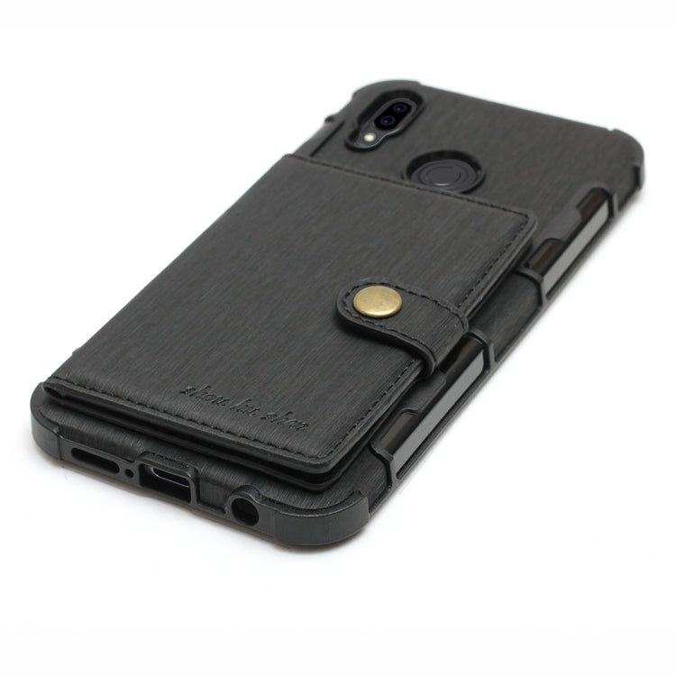 For Huawei P20 Lite Brushed Texture Shockproof PU + TPU Case, with Card Slots & Wallet & Photo Frame