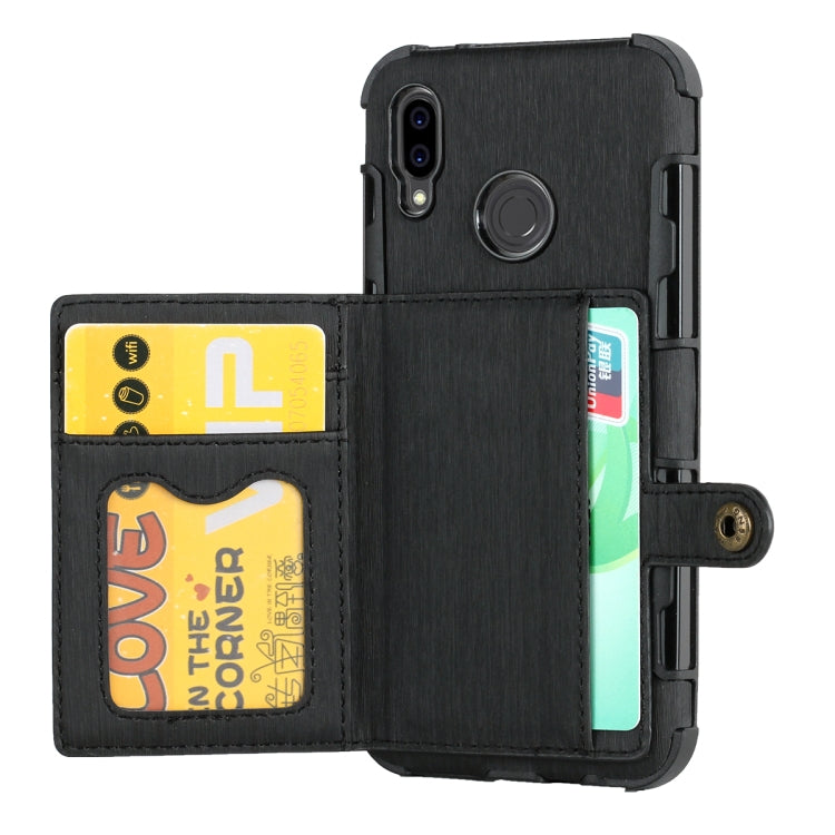 For Huawei P20 Lite Brushed Texture Shockproof PU + TPU Case, with Card Slots & Wallet & Photo Frame
