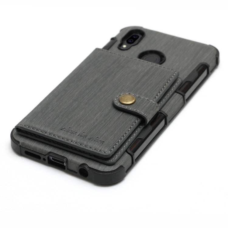 For Huawei P20 Lite Brushed Texture Shockproof PU + TPU Case, with Card Slots & Wallet & Photo Frame