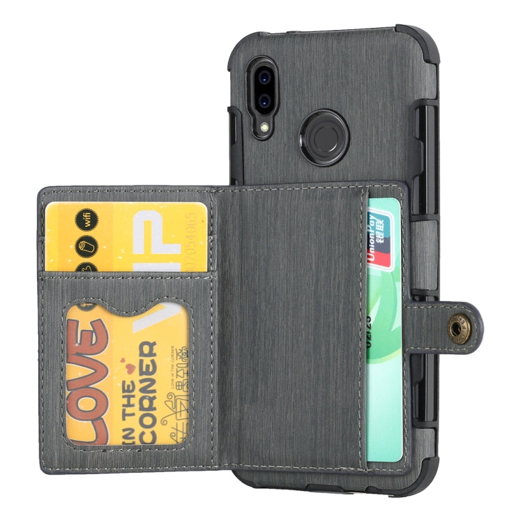 For Huawei P20 Lite Brushed Texture Shockproof PU + TPU Case, with Card Slots & Wallet & Photo Frame
