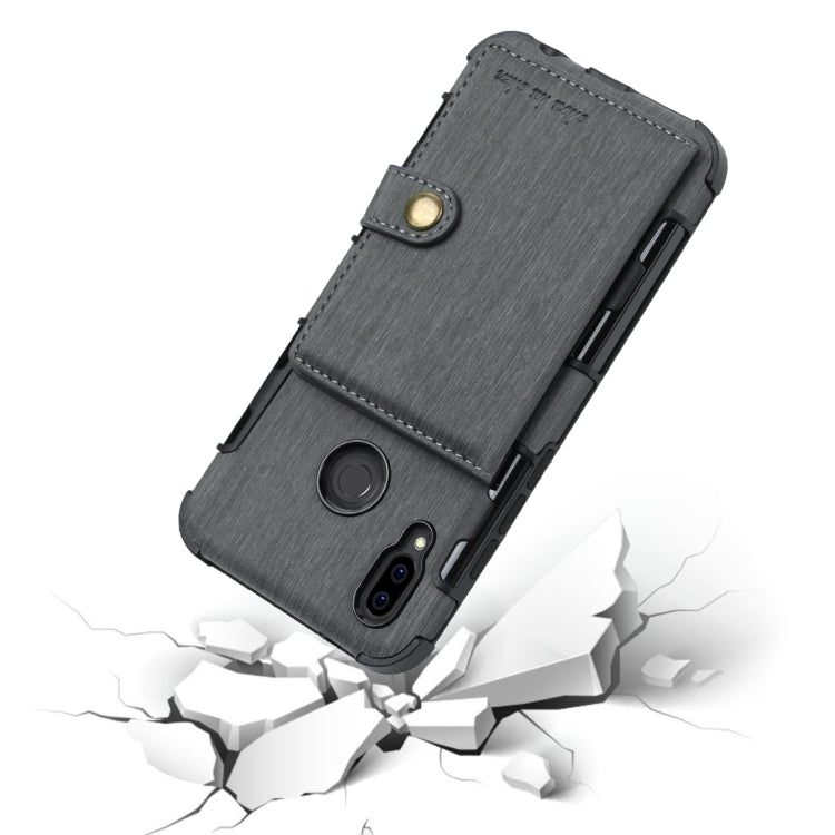 For Huawei P20 Lite Brushed Texture Shockproof PU + TPU Case, with Card Slots & Wallet & Photo Frame
