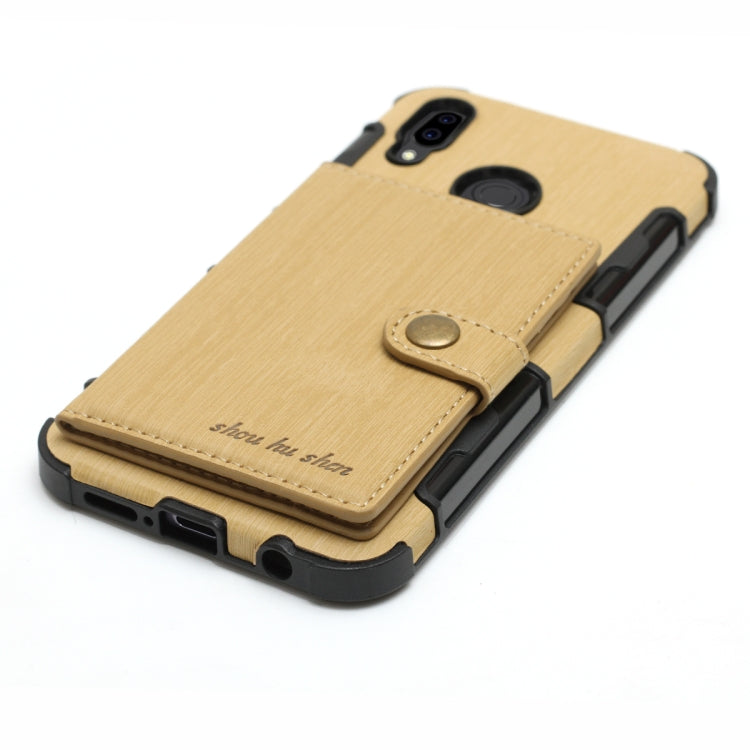 For Huawei P20 Lite Brushed Texture Shockproof PU + TPU Case, with Card Slots & Wallet & Photo Frame