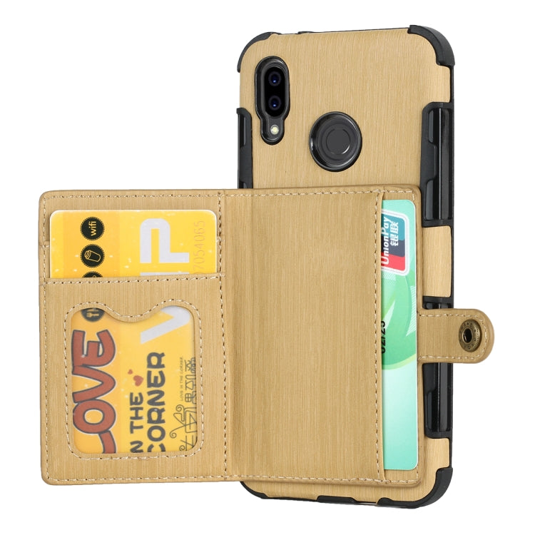 For Huawei P20 Lite Brushed Texture Shockproof PU + TPU Case, with Card Slots & Wallet & Photo Frame